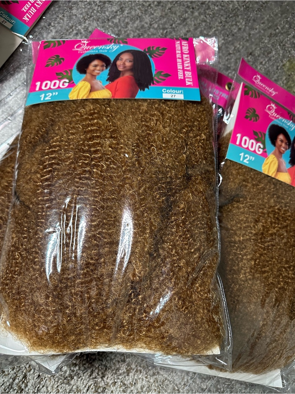 Human hair feels kinky hair 12" in Light Brown (Colour 27) for mini Twist